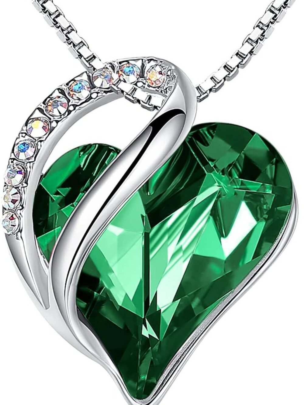 Infinity Love Birthstone Heart Necklace, Crystal Pendant Jewelry for Women